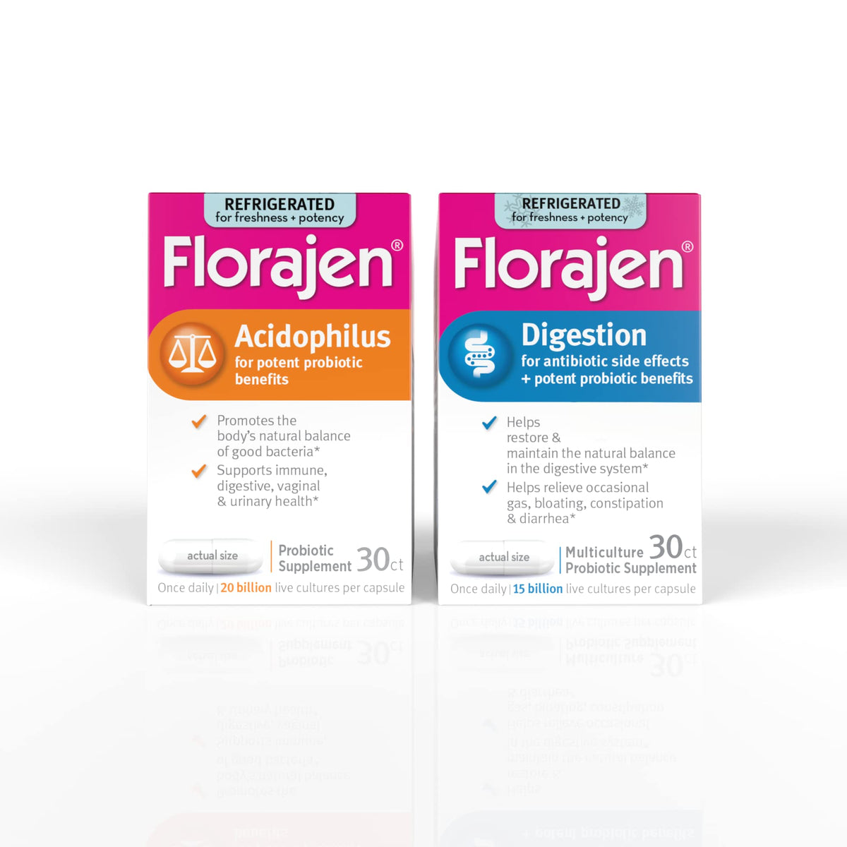 Florajen Probiotics Variety Pack Acidophilus & Digestion - 60 Capsules