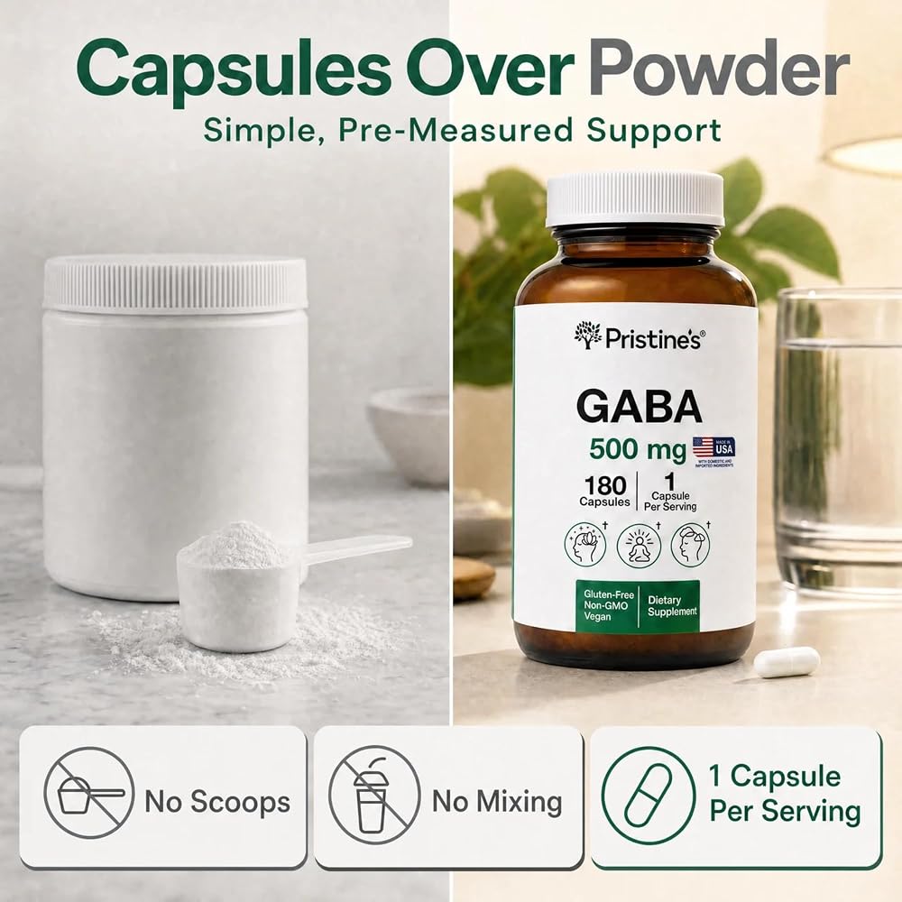 PRISTINE'S GABA 500mg Capsules Sleep Support - 180 Count - image 5