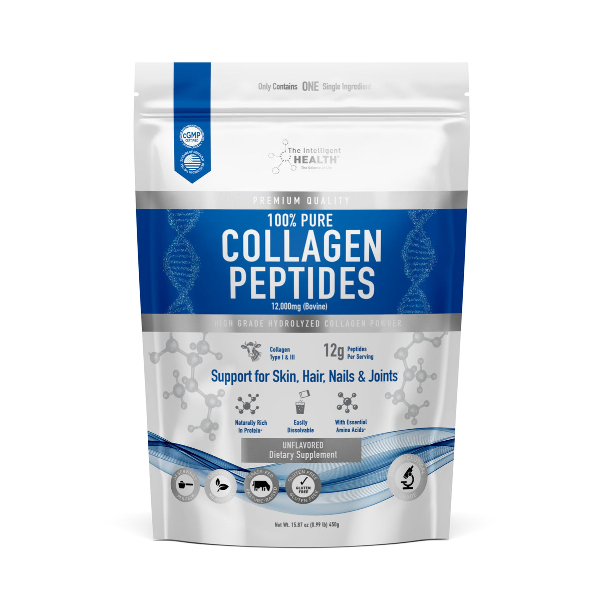 The Intelligent Health Collagen Peptides Powder Type I & III - 45 Servings