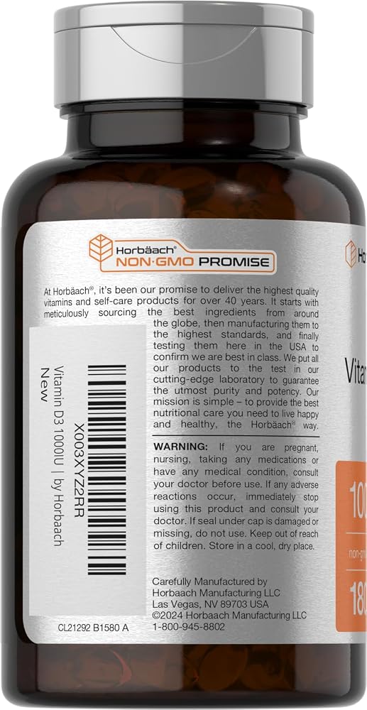 Horbäach Vitamin D3 1000 IU - 180 Softgels - image 3