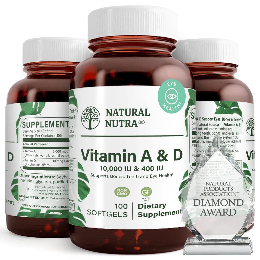 Natural Nutra Vitamin A and D 10000 IU & 400 IU - 100 Softgels