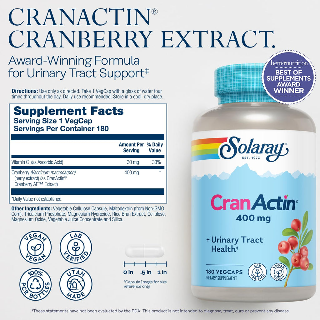 Solaray Cranactin Cranberry Extract - 180 Vegetarian Capsules - image 2
