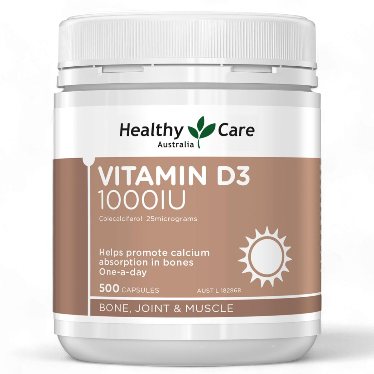 Healthy Care Vitamin D3 1000 IU - 500 Capsules