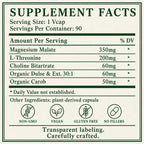 Green Organic Supplements Magnesium L-Threonine 90 Vegetarian Capsules