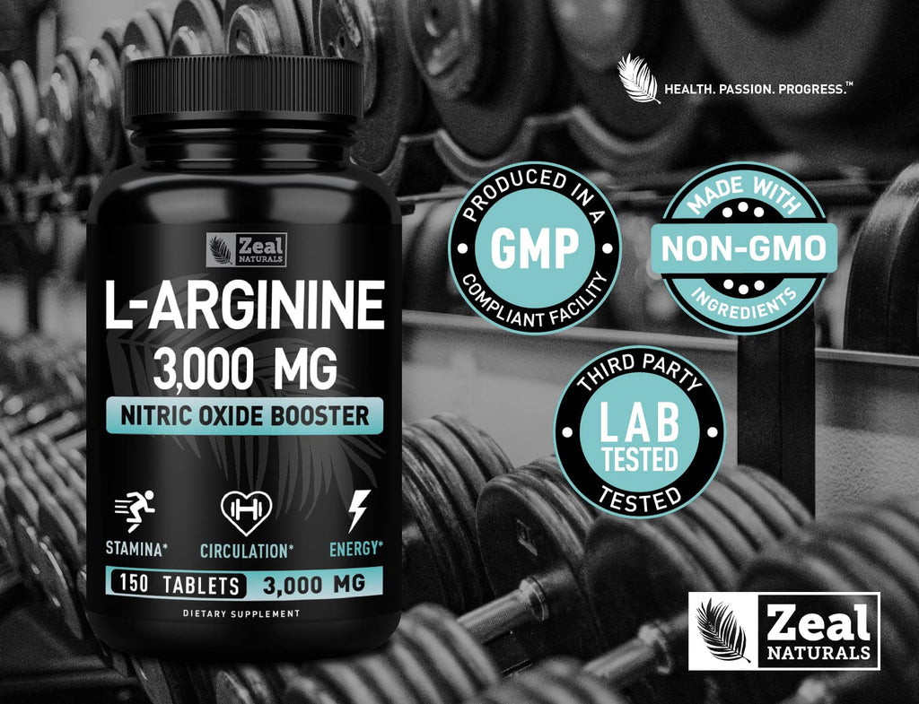 Zeal Naturals L-Arginine 3000mg Supplement - 150 Tablets - image 6