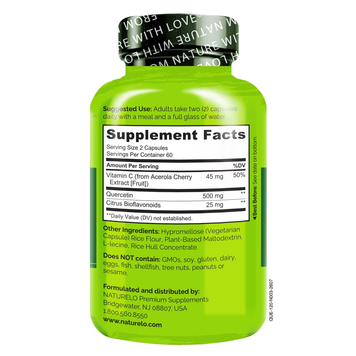 NATURELO Quercetin Citrus Bioflavonoid Complex - 120 Vegetarian Capsules - image 3
