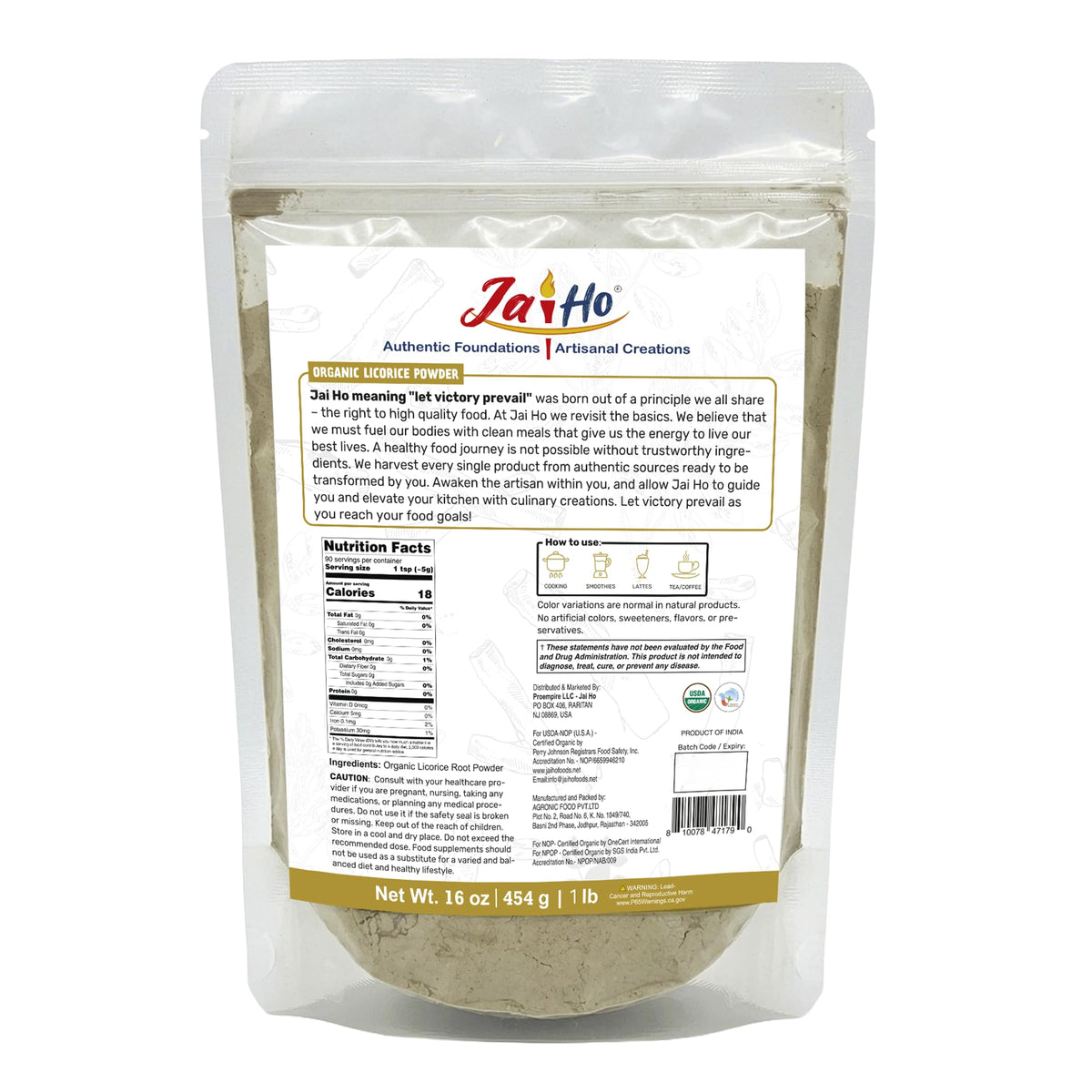 Jai Ho USDA Organic Licorice Root Powder - 1 LB - image 9