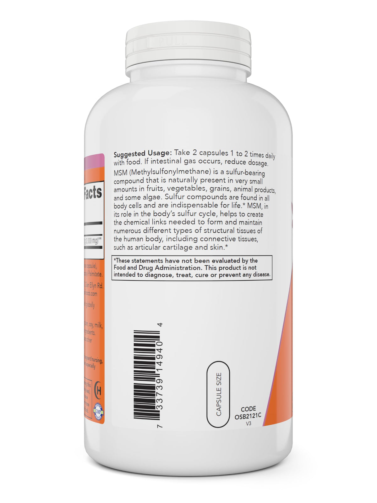 Now Supplements, MSM (Methylsulfonylmethane) 1,000 mg, Joint Health