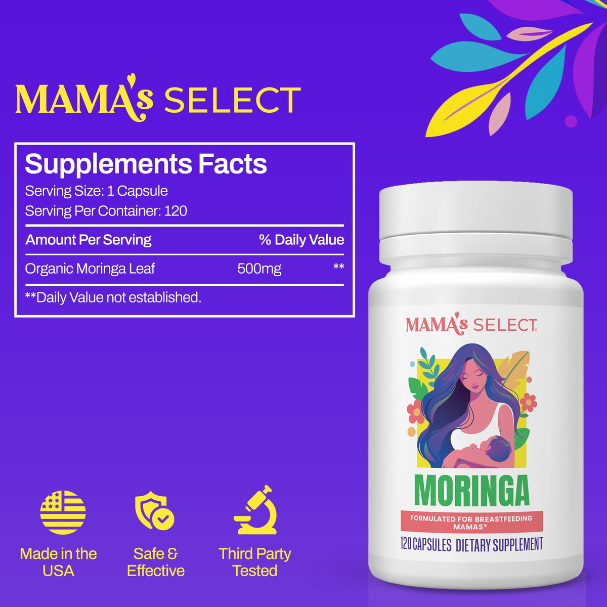 Mama's Select Organic Moringa 500mg Lactation Support - 120 Capsules - image 2