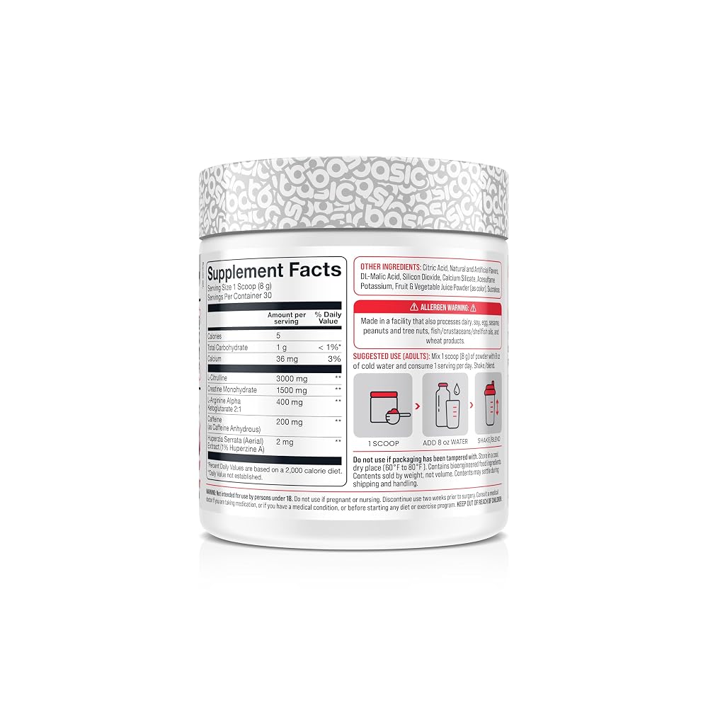 Basic Supplements Pre-Workout with 200mg Caffeine and 3000mg