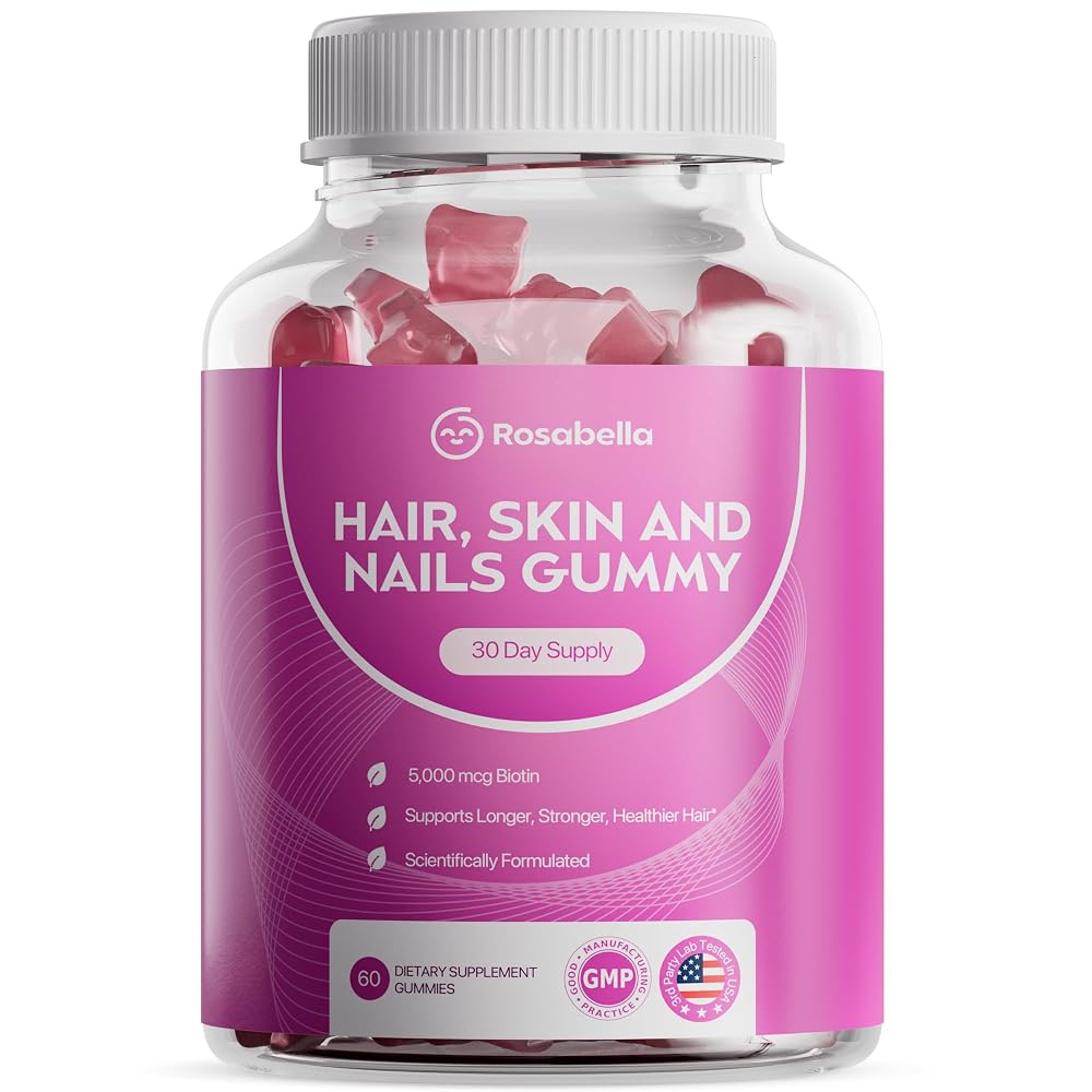 Rosabella® Hair Growth Vitamin Gummies [60 Gummies] Biotin for Faster