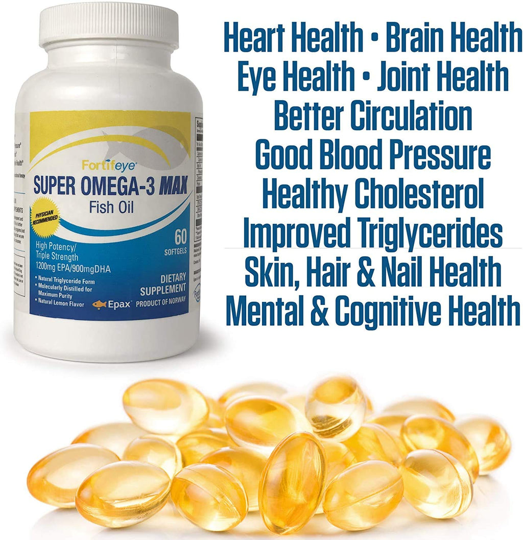 Fortifeye Vitamins Super Max Omega-3 Fish Oil 2400 mg - High Potency