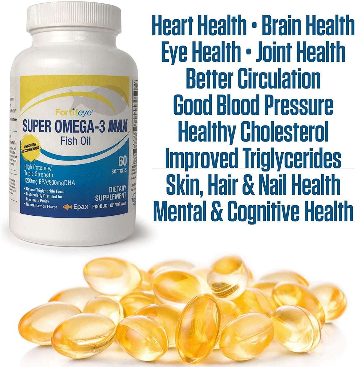 Fortifeye Vitamins Super Max Omega-3 Fish Oil 2400 mg - High Potency
