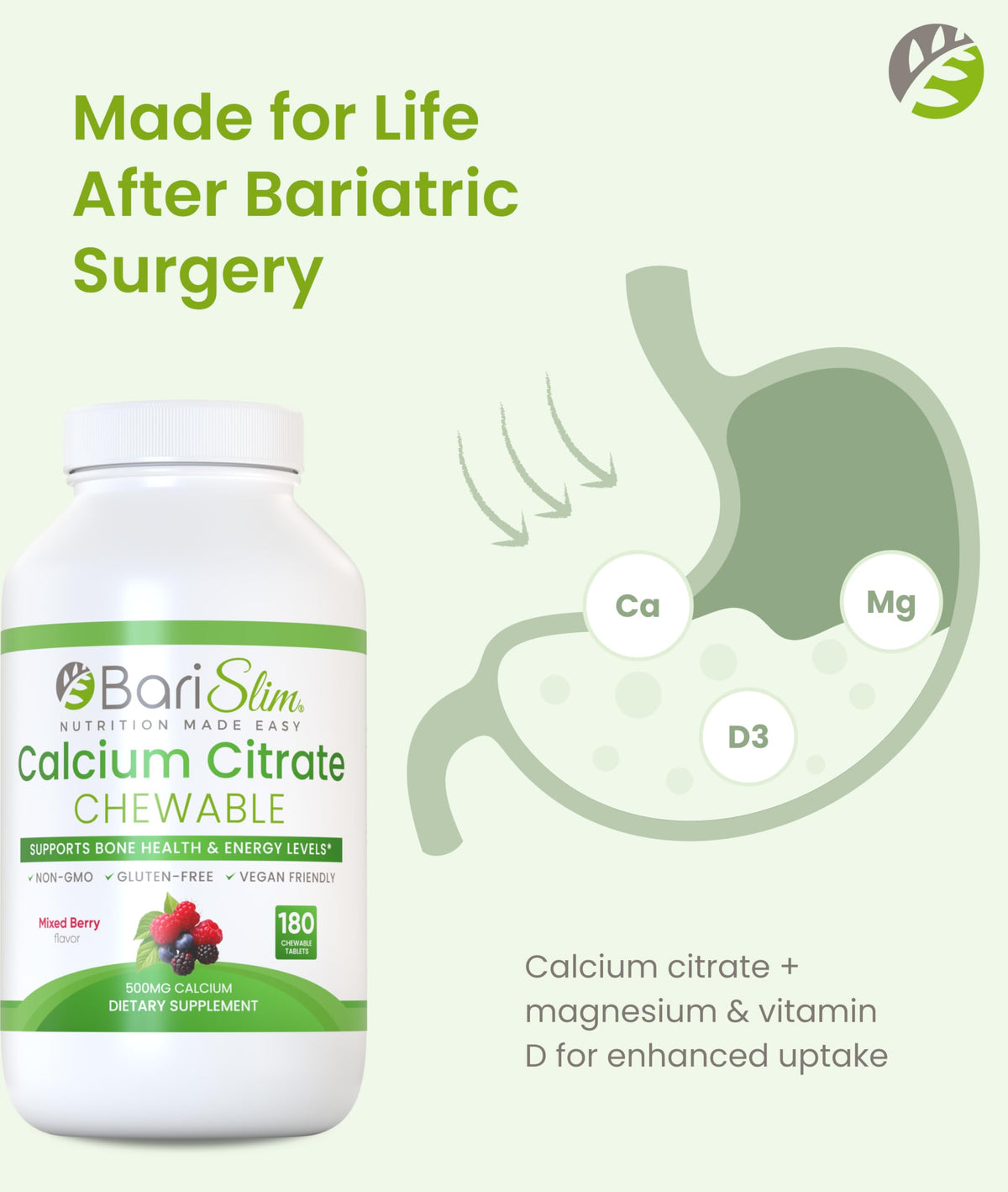 BariSlim Bariatric Calcium Citrate with Magnesium and Vitamin D Tabs