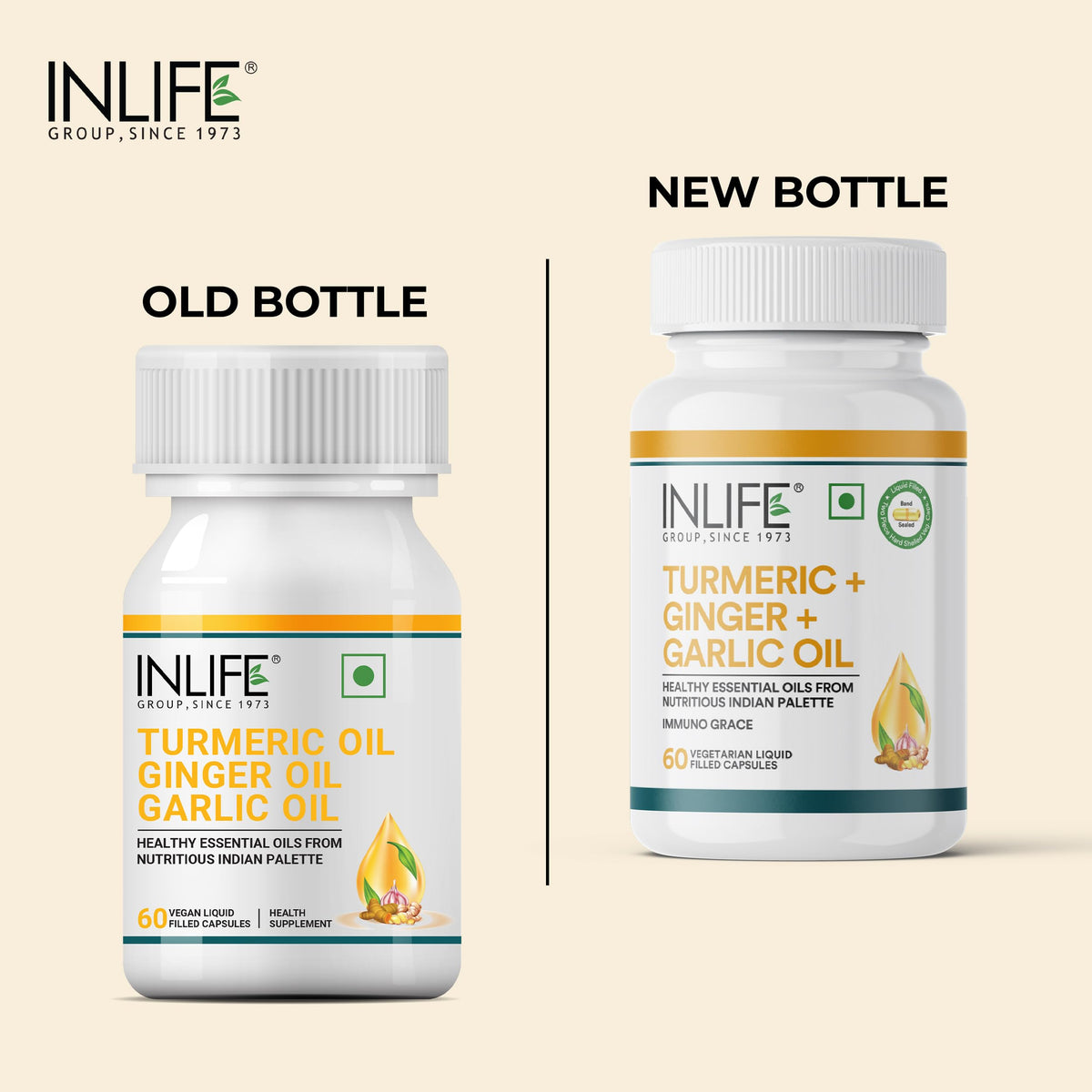 INLIFE Organic Turmeric Ginger Garlic Capsules 300mg - 60 Count - image 2