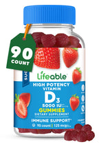 Lifeable Vitamin D3 5000 IU Gummies for Immune & Bone Support - 90 Count