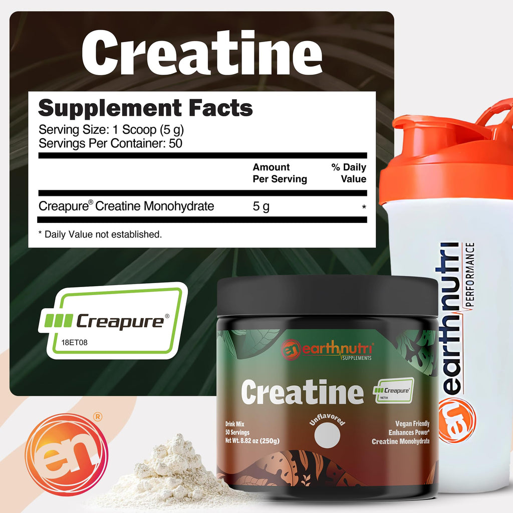 EarthNutri Creatine Monohydrate Powder for Strength - 50 Servings - image 4