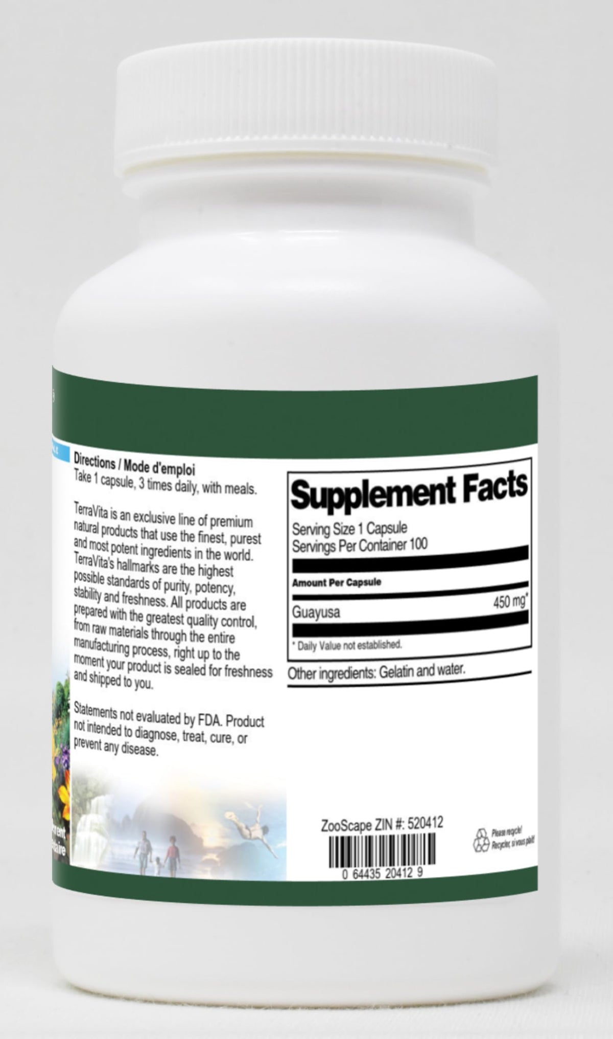 Terravita Guayusa - 450 mg (100 Capsules, ZIN: 520412)