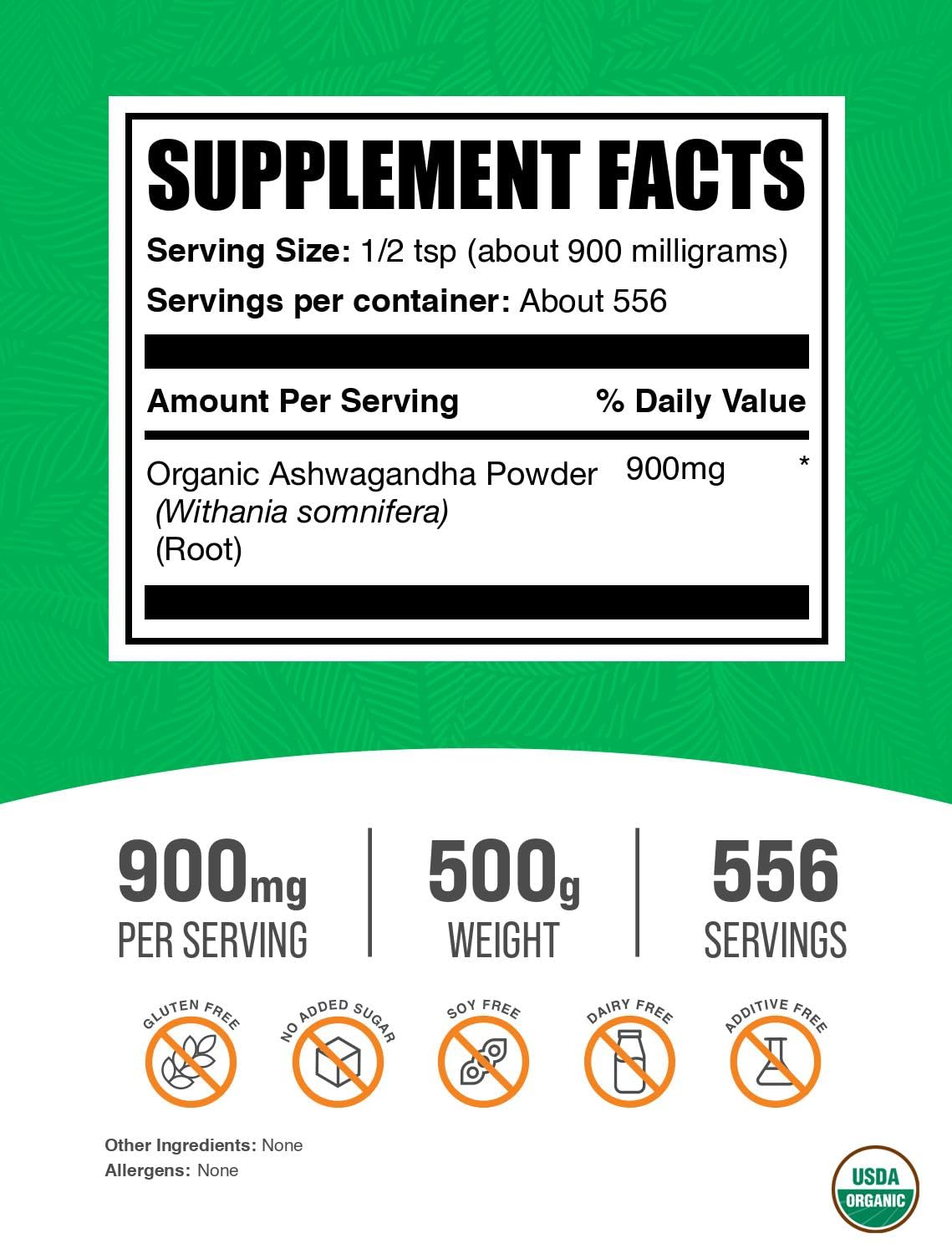 BulkSupplements.com Organic Ashwagandha Powder