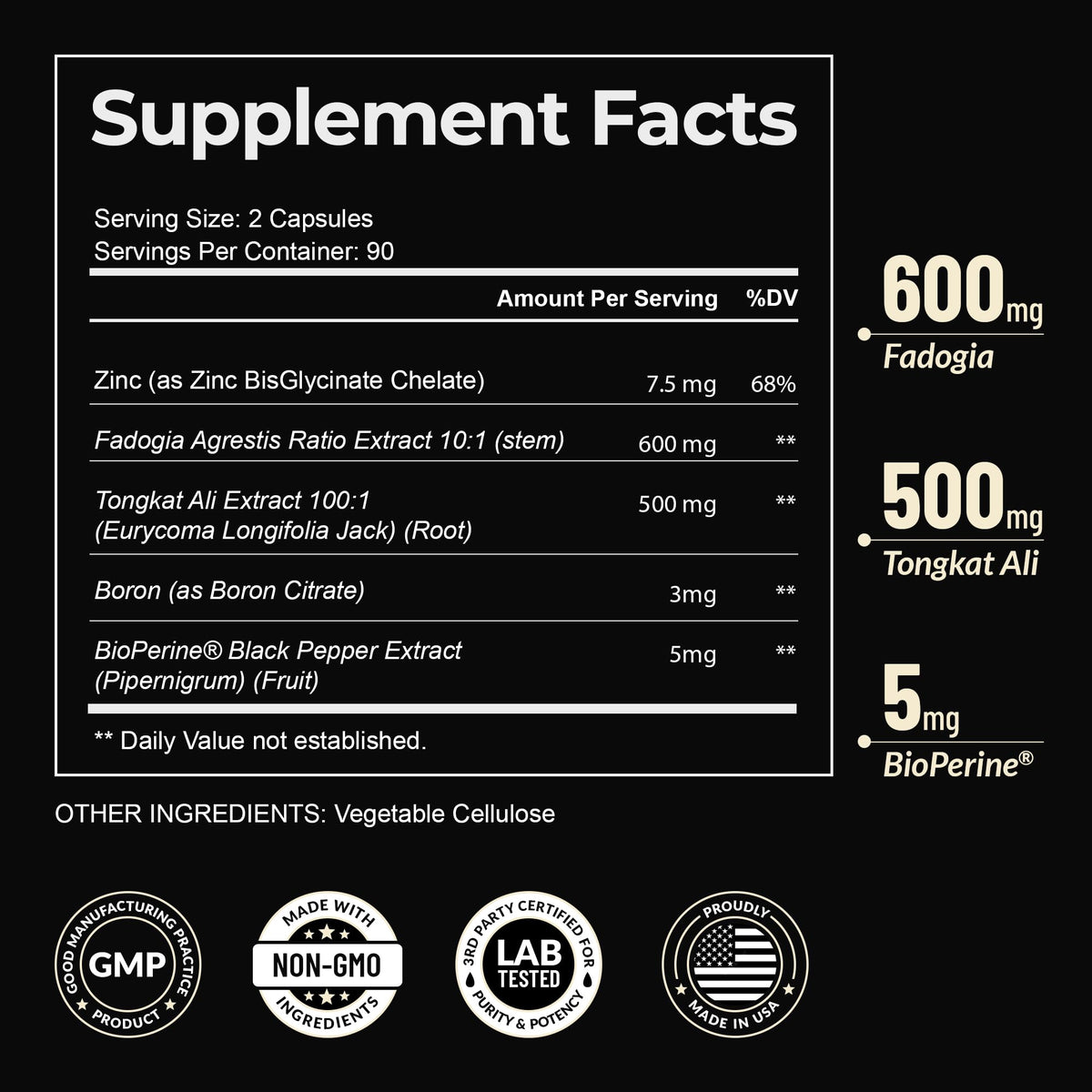 Earth Elixir Fadogia Agrestis & Tongkat Ali Testosterone Support - 180 Capsules - image 2