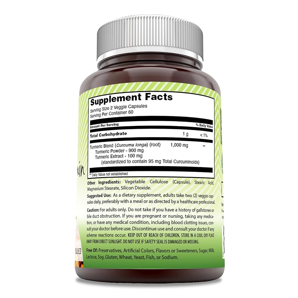 Amazing India Turmeric Curcumin 1000 mg - 120 Vegetarian Capsules - image 2