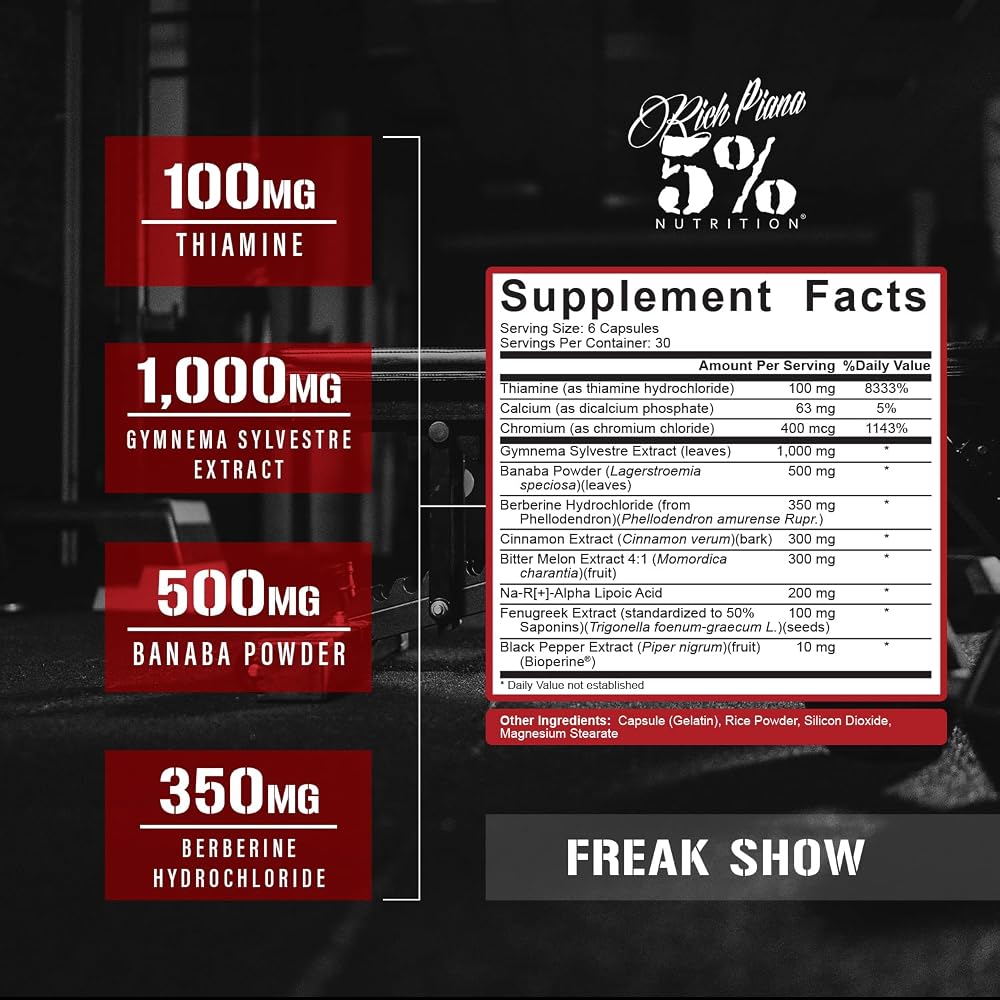 5% Nutrition Freak Show Glucose Disposal Agent - 180 Capsules - image 2
