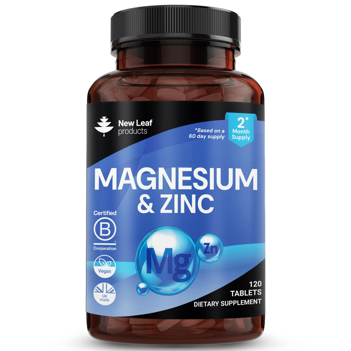 New Leaf Products Magnesium 160mg & Zinc Supplement - 120 Tablets