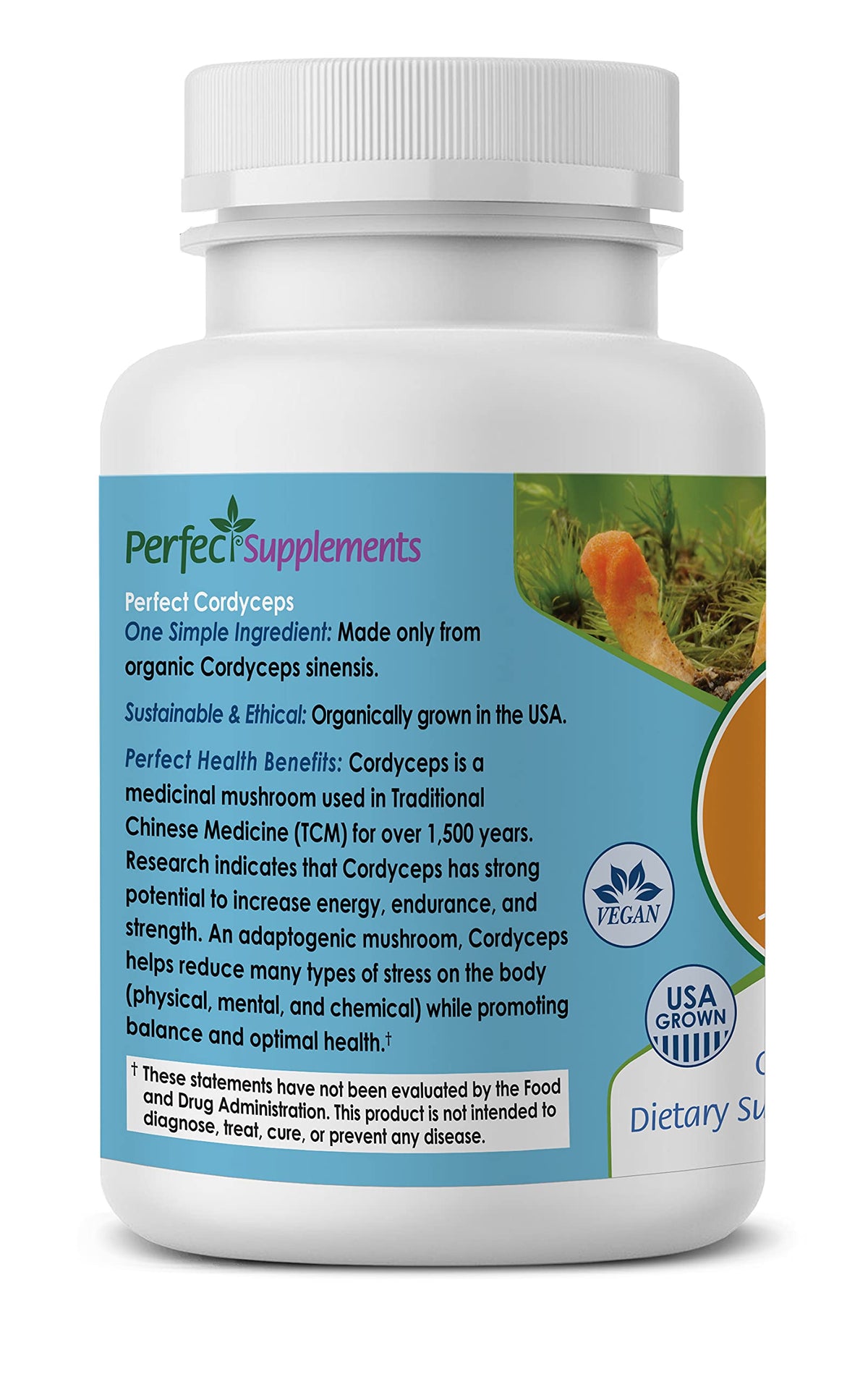 Perfect Supplements Cordyceps Organic Adaptogenic Herbal Supplement - image 3
