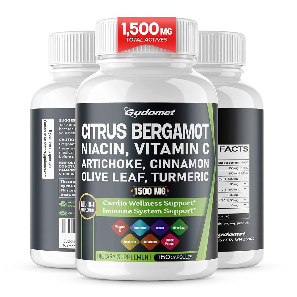 GUDOMET Citrus Bergamot 1,500 mg with Vitamin C - 150 Capsules