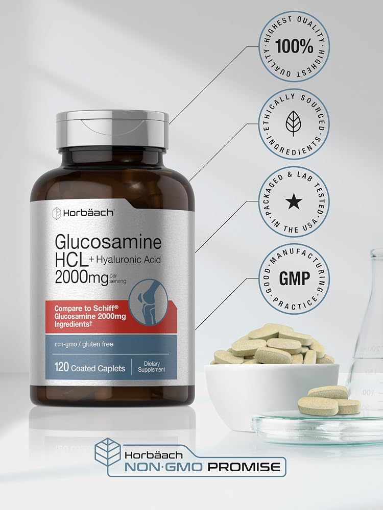 Horbäach Glucosamine HCL with Hyaluronic Acid 2000mg - 120 Caplets - image 6