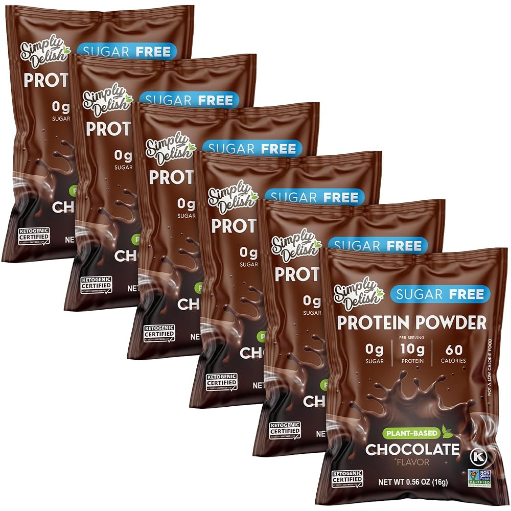Simply Delish Chocolate Protein Powder Plant-Based - 6 Pack
