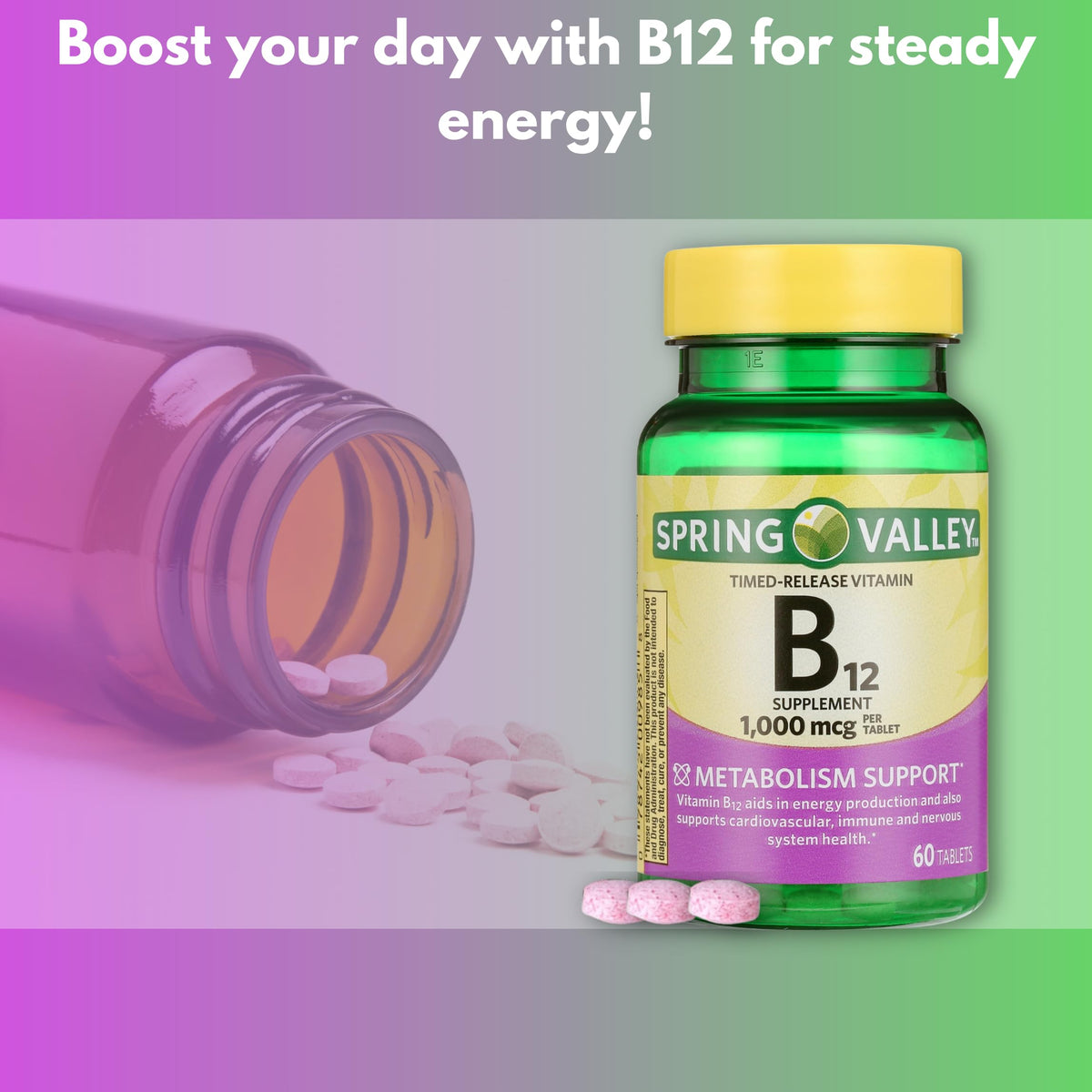 FUSION SHOP STORE Vitamin B12 1000 mcg Timed Release - 60 Tablets - image 4
