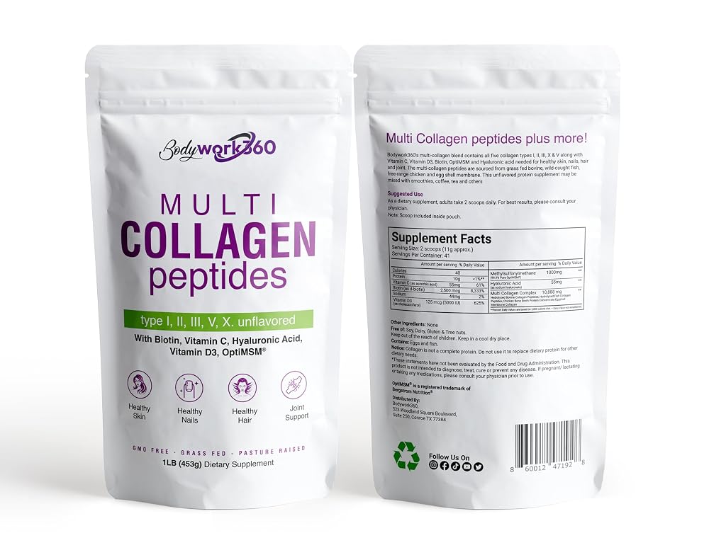 BODYWORK360 Multi Collagen Peptides Powder - 16 oz
