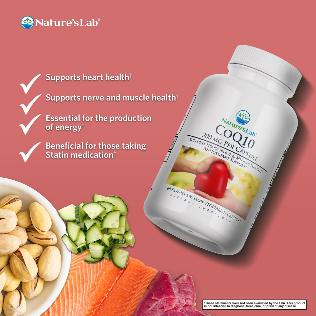 Nature's Lab CoQ10 200mg Antioxidant Supplement - 60 Capsules - image 2