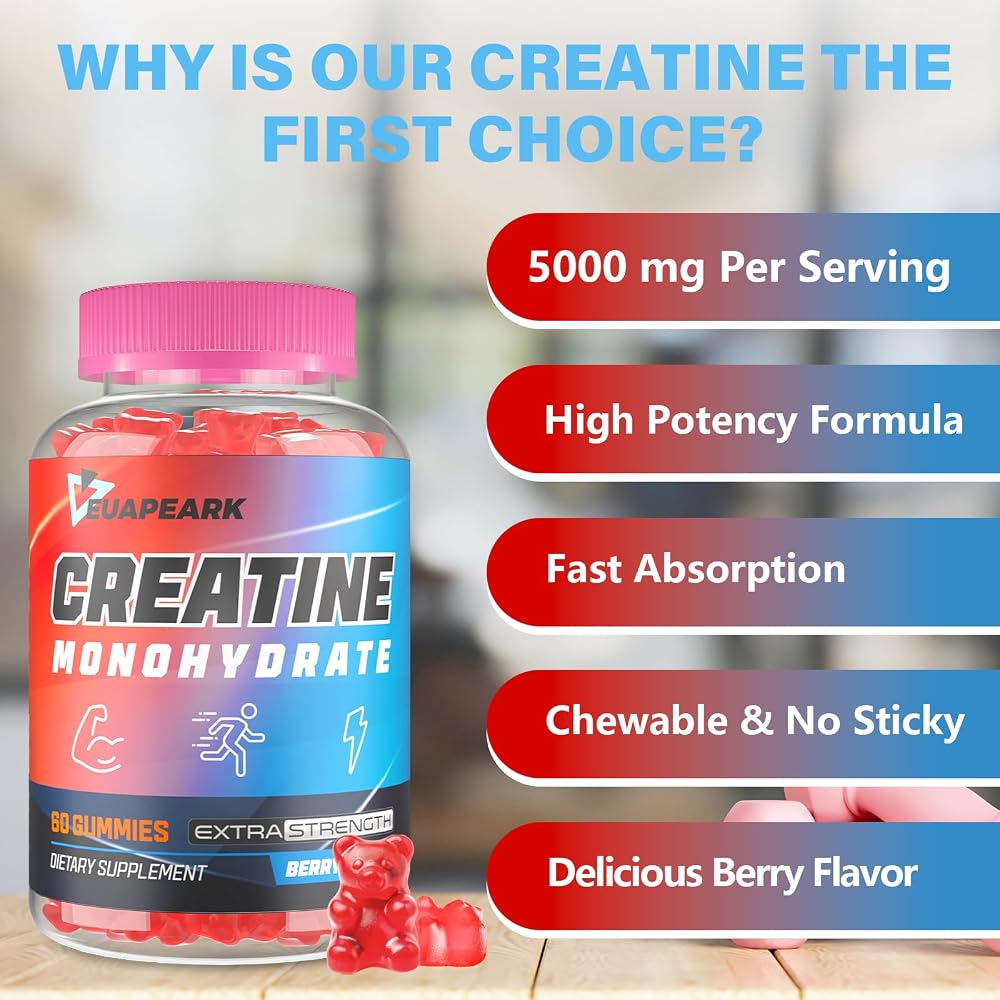 Euapeark Creatine Monohydrate Gummies for Muscle & Strength - 120 Gummies - image 5