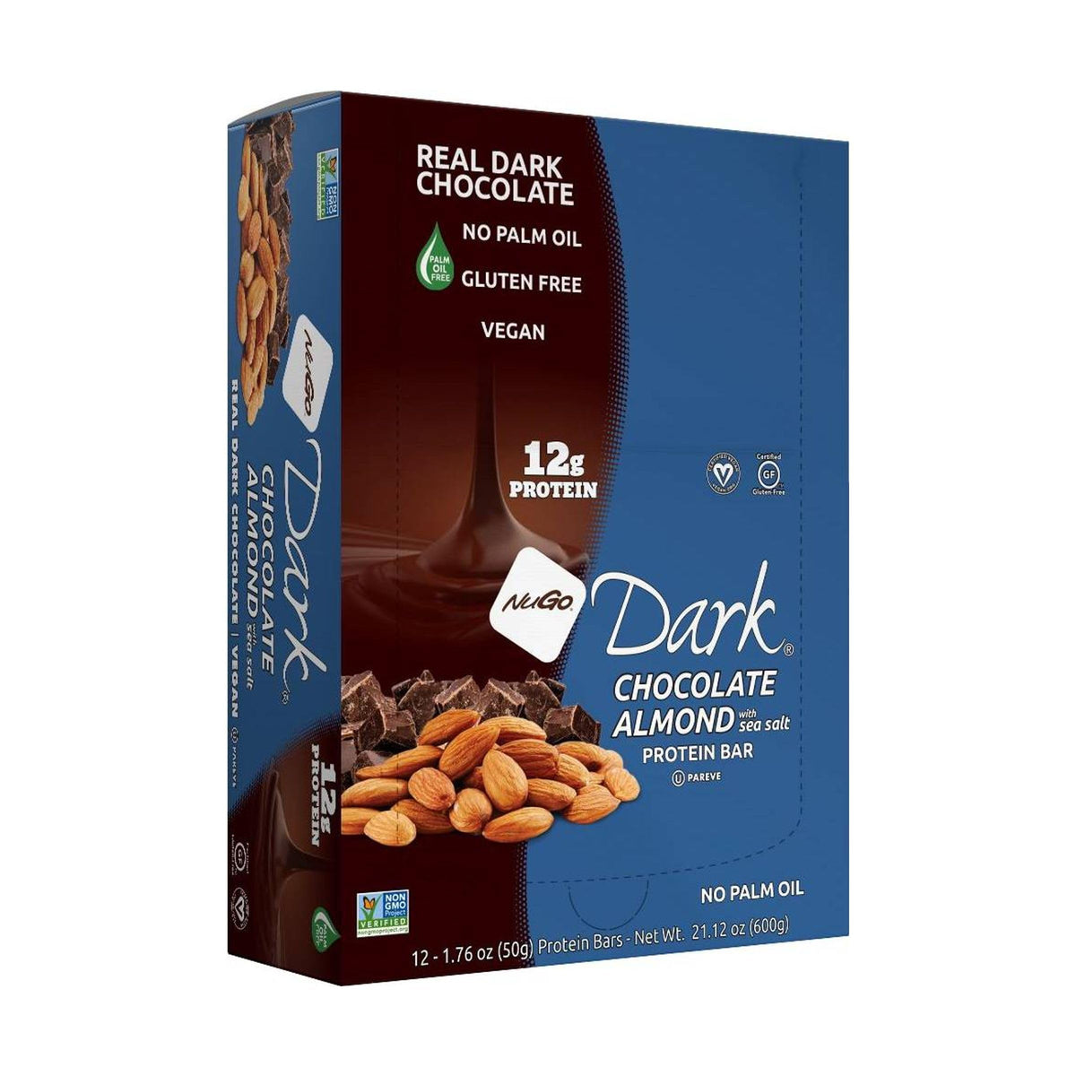 NuGo Dark Chocolate Almond Sea Salt Bar - 12 Count