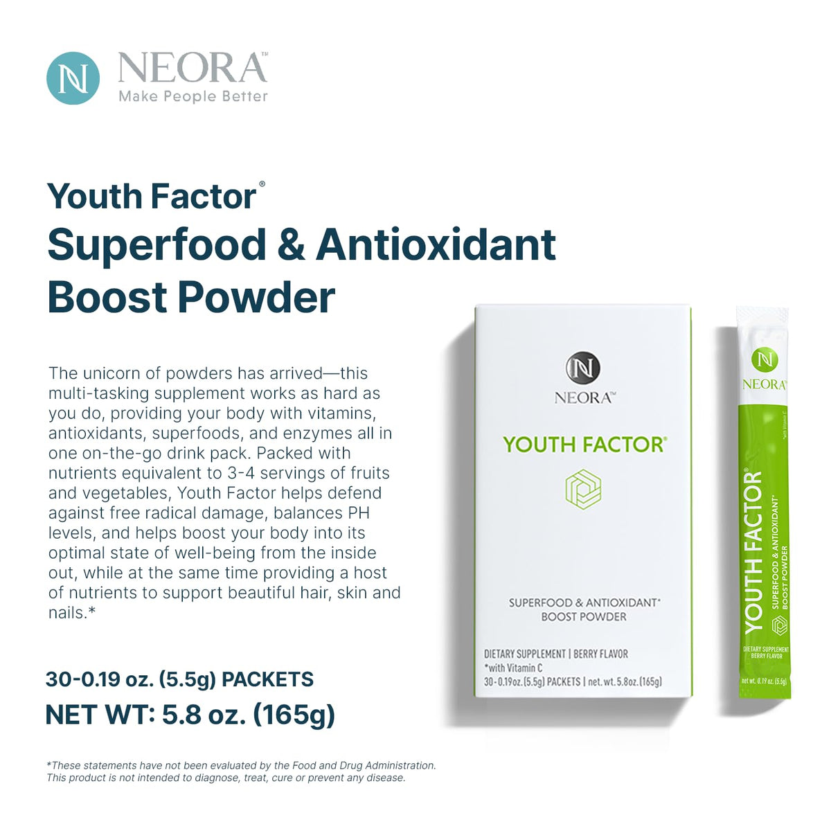 NEORA Youth Factor Superfood Boost Powder - 30 Packets - image 3