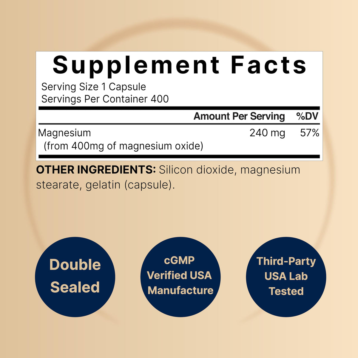 NatureBell Magnesium Oxide 400mg - 400 Capsules - image 2