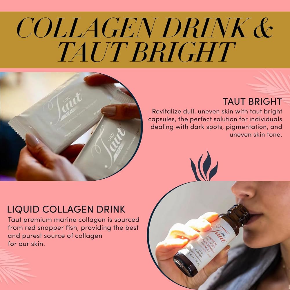 TAUT Discovery Marine Collagen Drink, 16 Bottles, 5 Face Masks