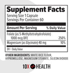 10X Health 5-MTHF Methylfolate Supplement with Magnesium - 60 Capsules - image 7