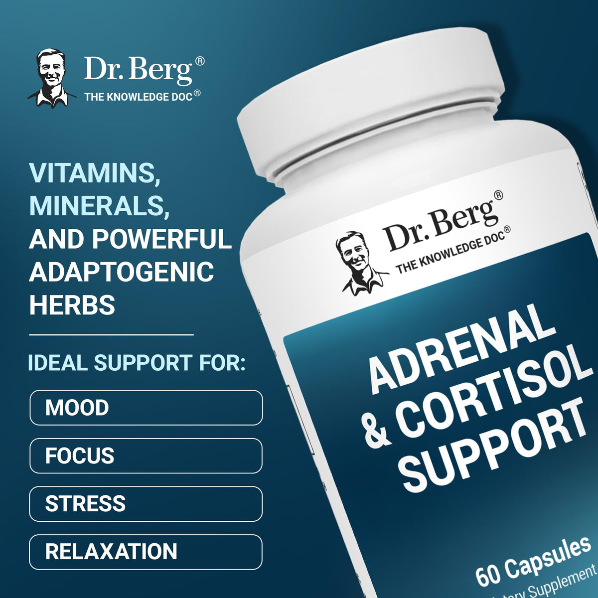 Dr. Berg Adrenal & Cortisol Support Supplement with Ashwagandha - 60 Capsules - image 2