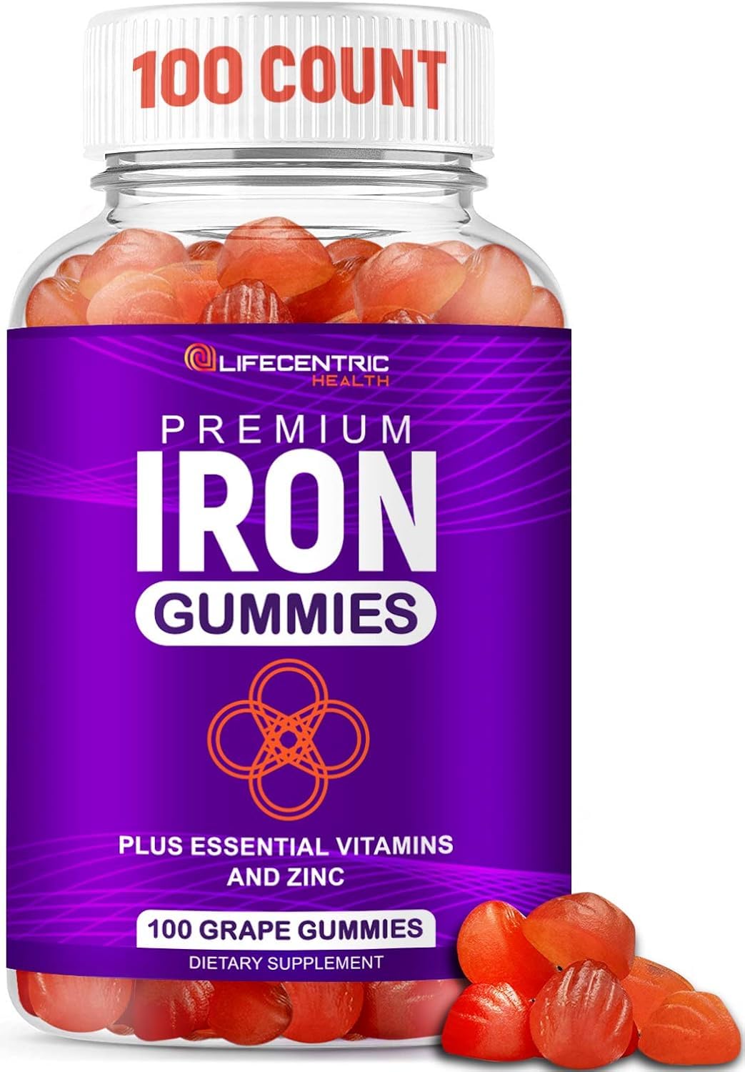 LifeCentric Health Iron Gummies with Biotin & Zinc - 100 Count - image 2