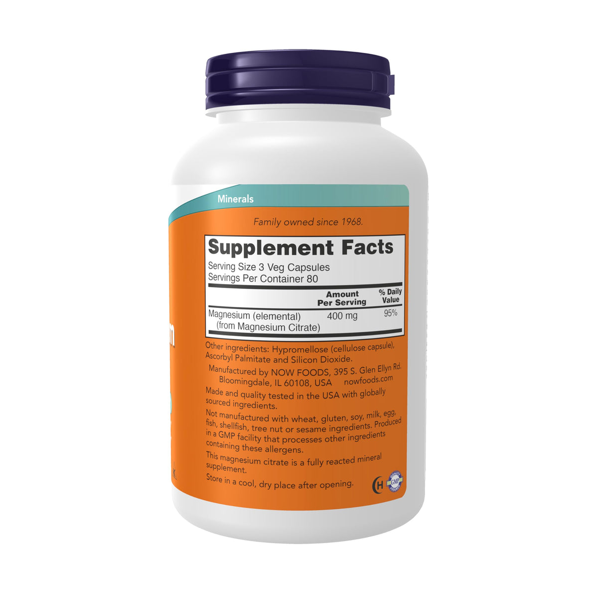 NOW Magnesium Citrate Enzyme Function - 240 Capsules - image 3