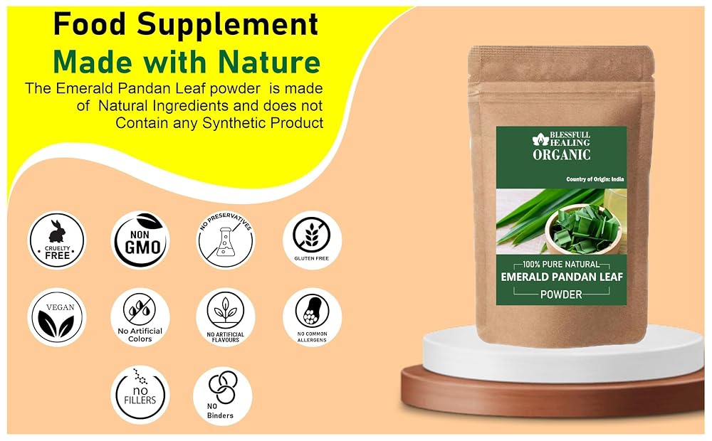Blessfull Healing Organic Emerald Pandan Leaf Powder 100% Pure