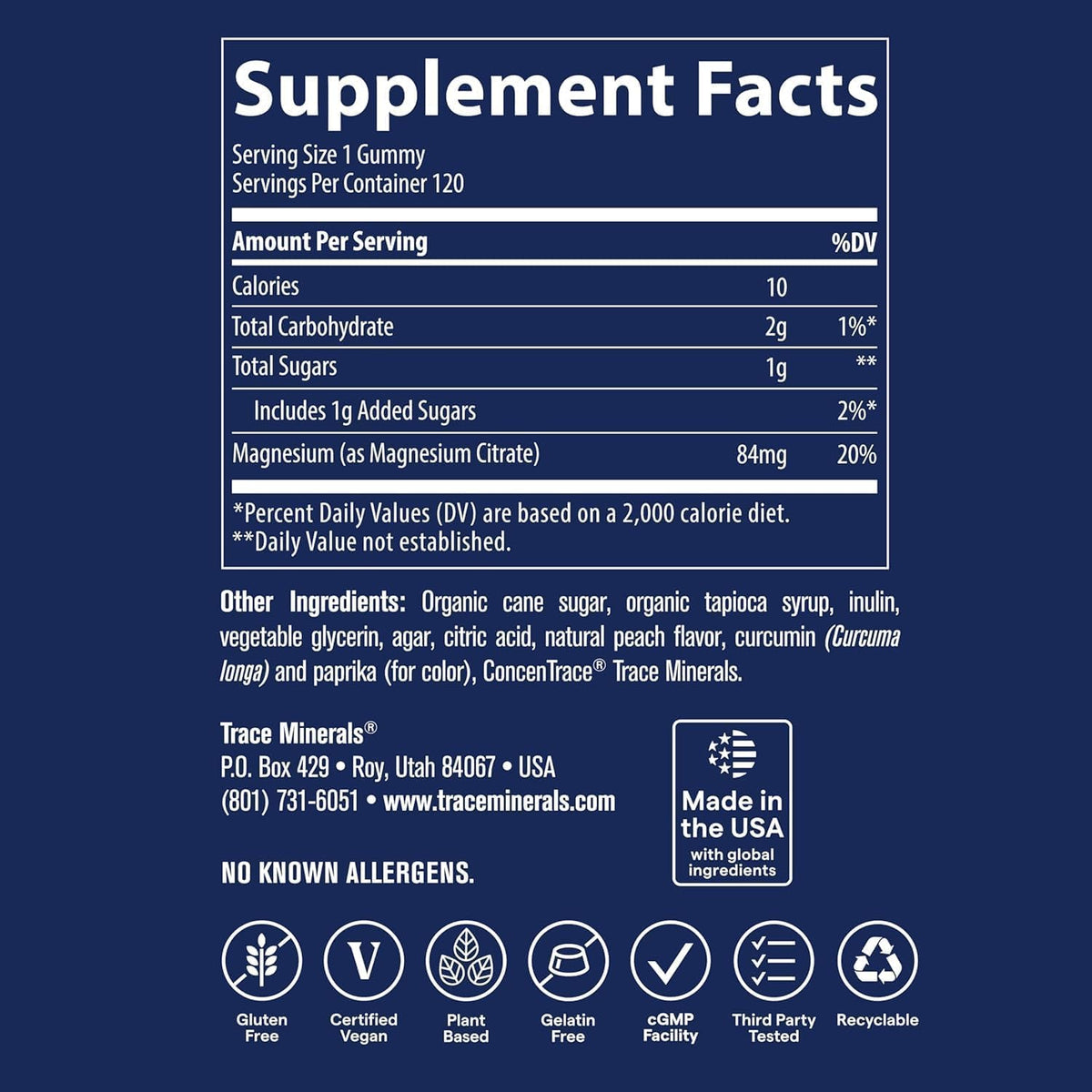 Trace Minerals Magnesium Gummies Peach - 120 Count - image 2