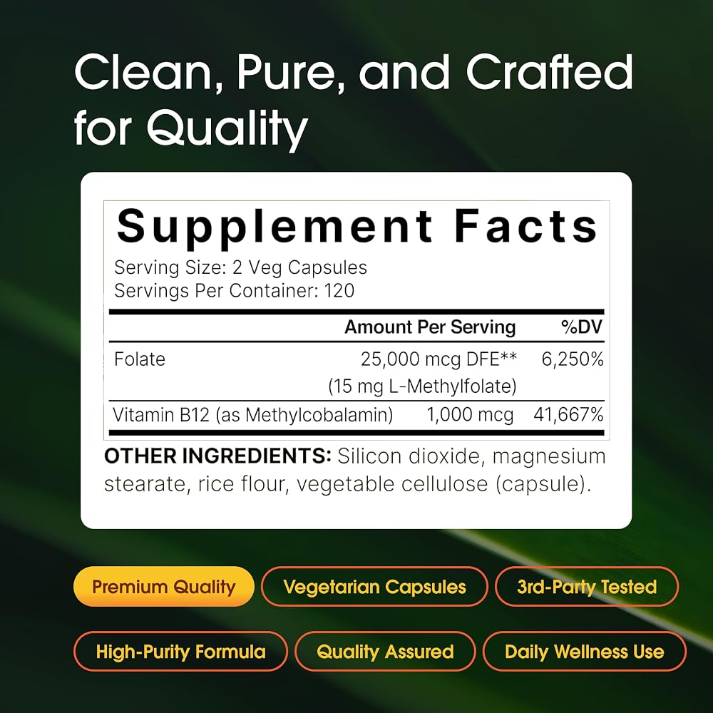 NatureBell Methyl Folate 15mg - 240 Capsules - image 3