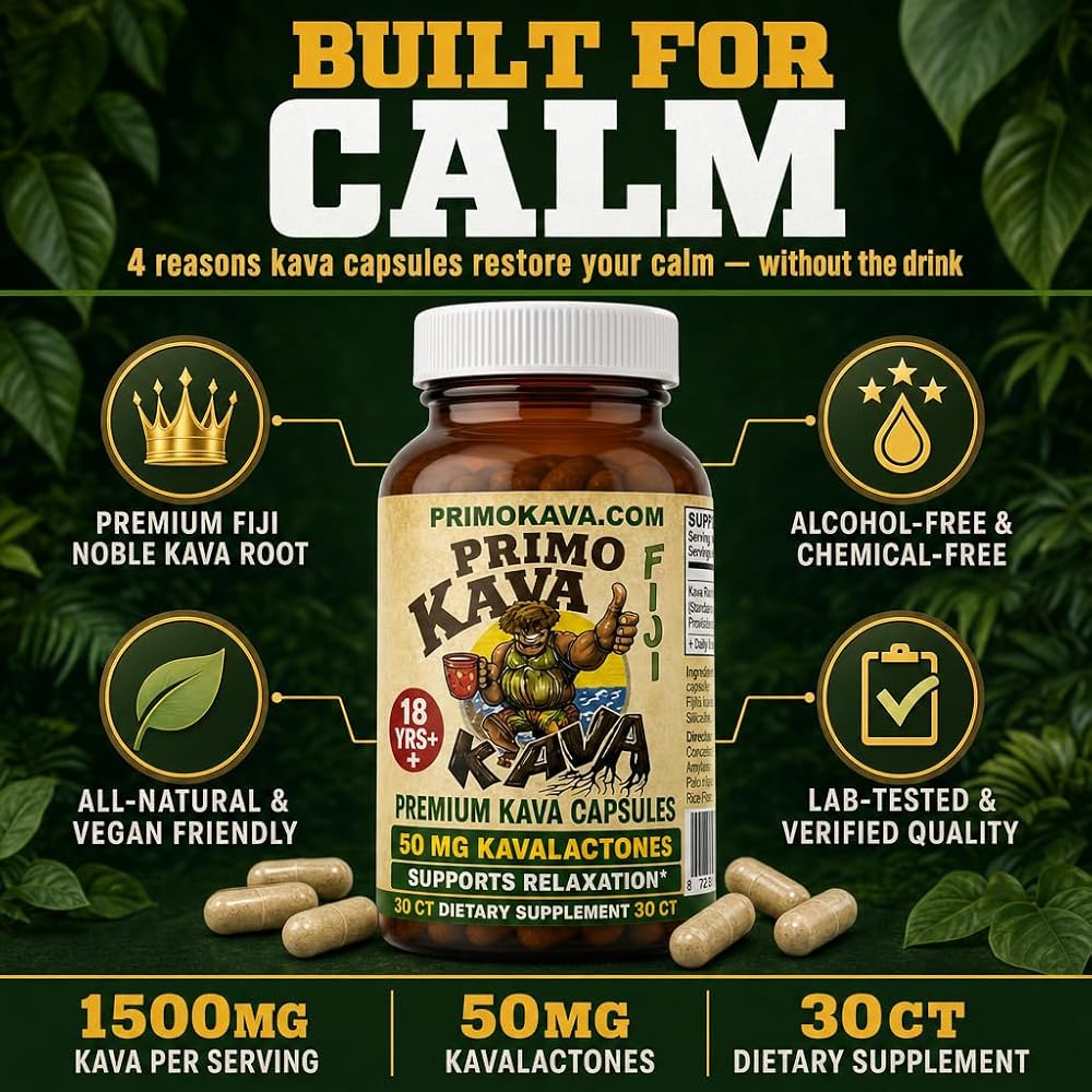 PRIMO KAVA Kava Capsules 50mg Calm and Relaxation - 30 Count - image 4