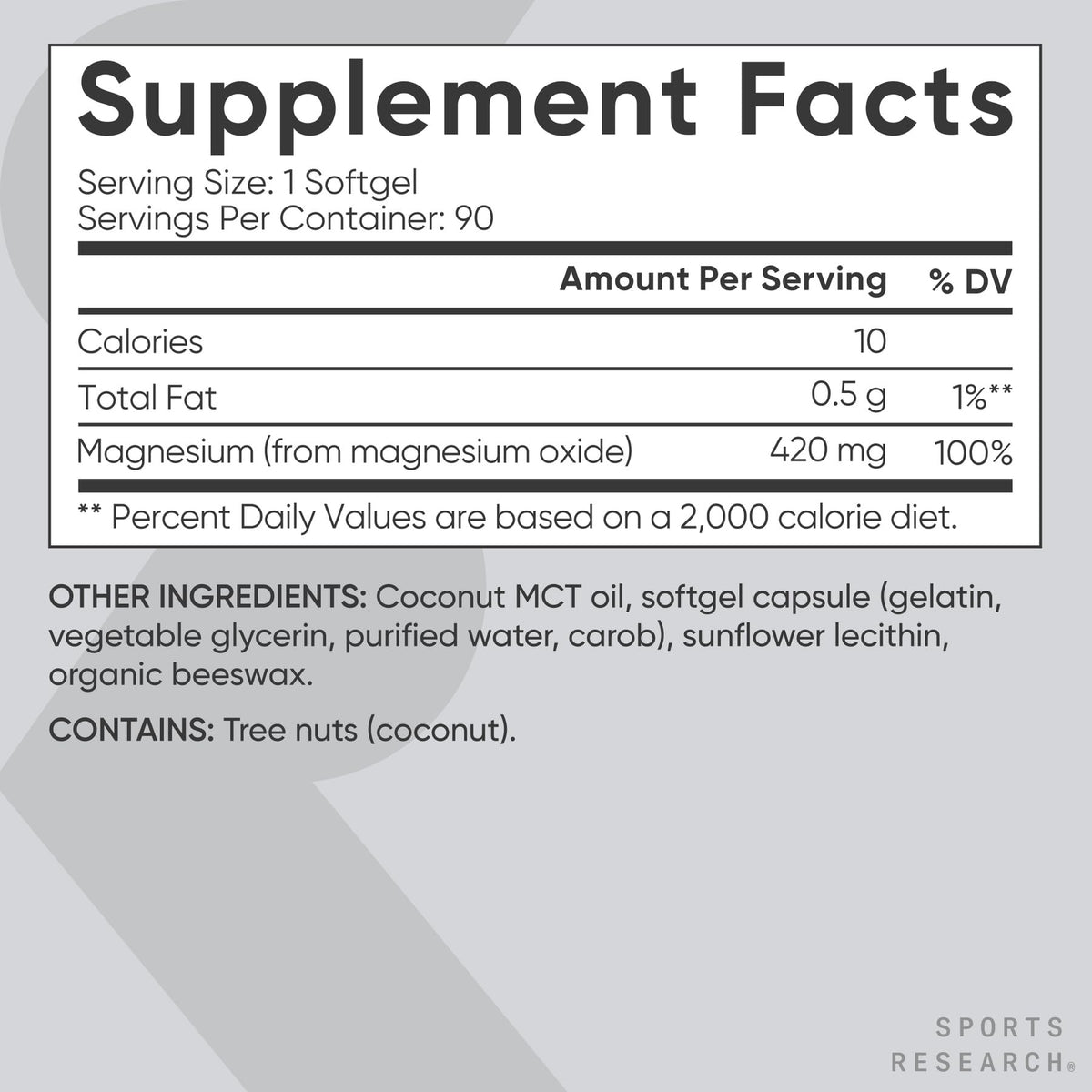 Sports Research Magnesium Oxide 420mg - 90 Softgels - image 5