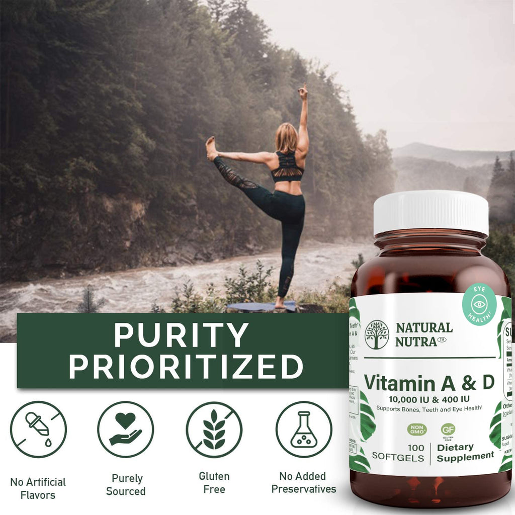 Natural Nutra Vitamin A and D 10000 IU & 400 IU - 100 Softgels - image 4