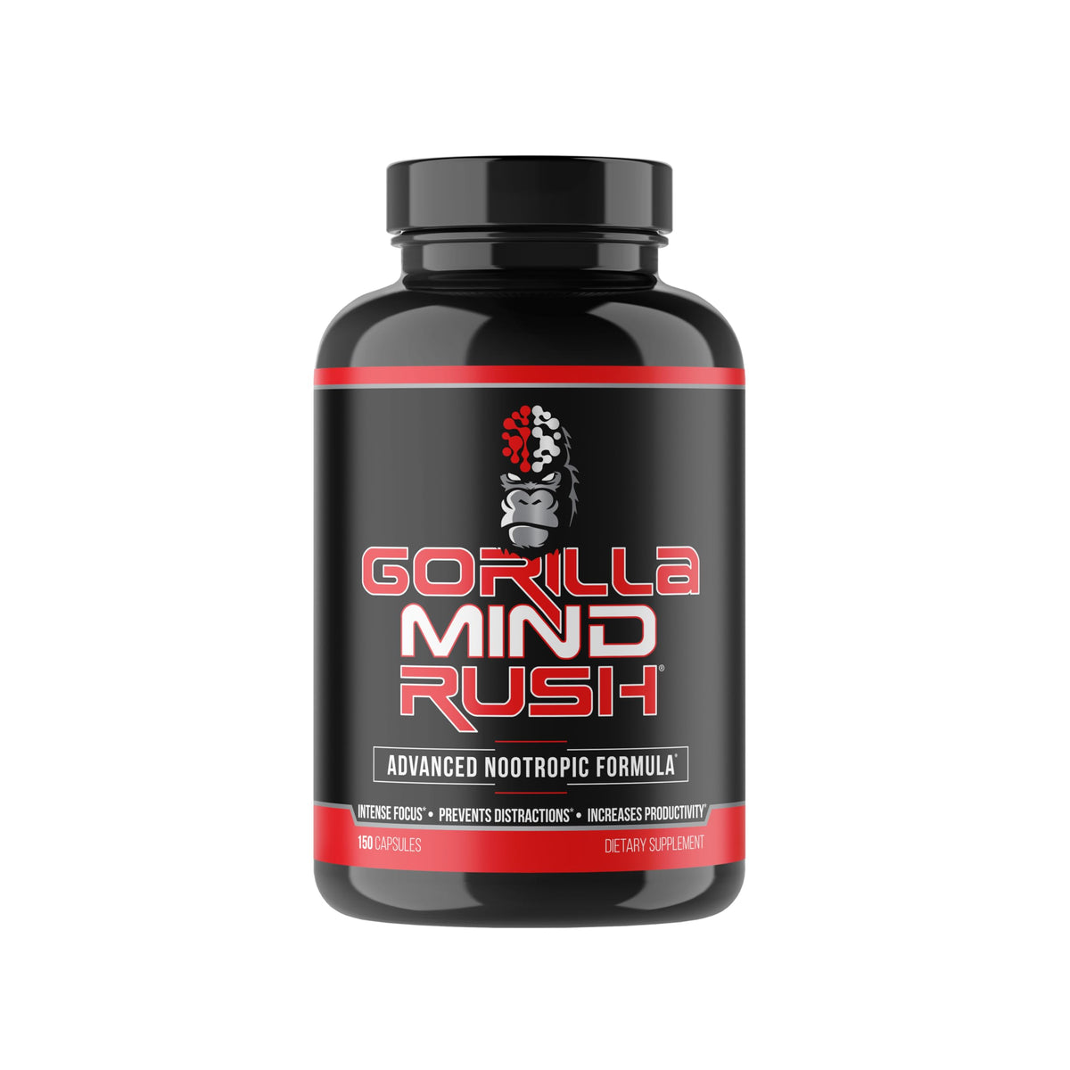 Gorilla Mind Rush Nootropic Cognitive Supplement - 150 Capsules